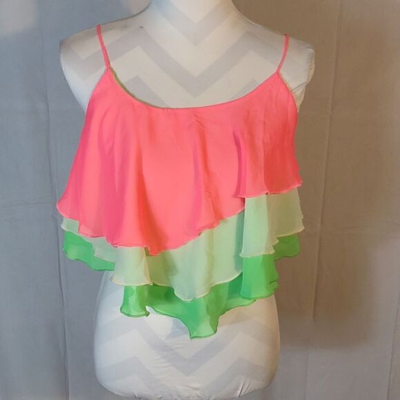 True Light Neon Ruffle Top - Picture 1 of 5